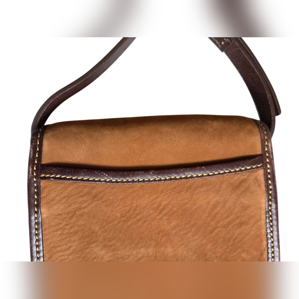 Dooney & Bourke Caramel Chocolate Suede Flap Crossbody Bag - Picture 15 of 16